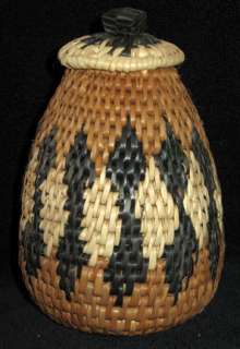 Traditional Pattern African Zulu Herb Storage Basket  