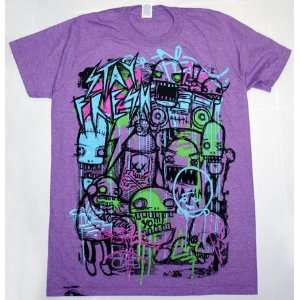  Stay Fresh Retro SKULL Boombox Purple Tee Shirt Youth 