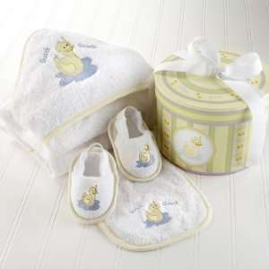   Aspen Dilly the Duck” Four pc Bath Time Gift Set &Hat Box BA11008Y