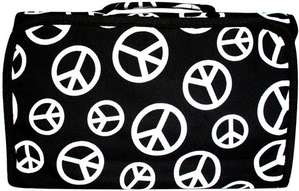 PEACE SIGNS Black/Wht Hanging Roll Up Cosmetic Bag Case  