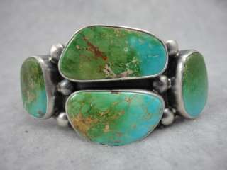 RARE Navajo silver Emerald Valley turquoise stone bracelet signed 