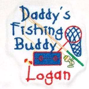 Personalized FISHING BUDDY Pole Name Baby Onesie Shirt  