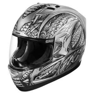  Icon Alliance SSR Motorcycle Helmet   Speedmetal Silver 