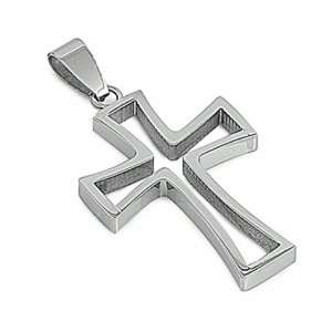  Stainless Steel High Polish Cross Pendant / Necklace with 