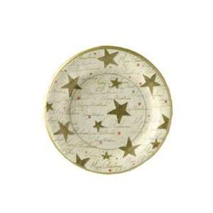  Star Twinkle Creme 8 inch Paper Christmas Party Plates 