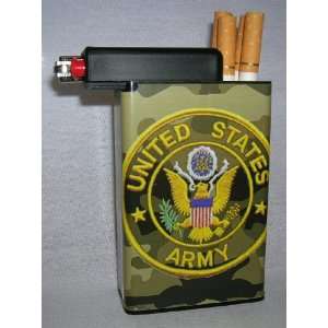  Cigarette Case Army with Built on Lighter Holder 