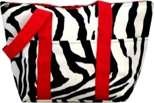 Insulated Lunch Bag Zebra Print with Red Trim  