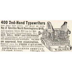 1904 Print Ad Used Oliver Typewriters Rockwell Barnes   Original Print 