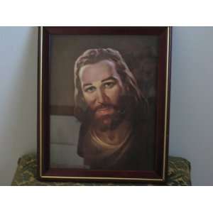 Jesus Always Looking At You   Warner Sallman   Dark Walnut frame print 