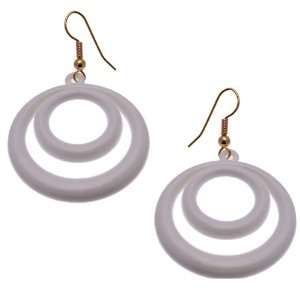  Amiela Gold White Hoop Hook Earrings Jewelry