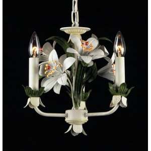   LILLIES   2 Light Chandelier In Seashell And Snow White Flower Glass