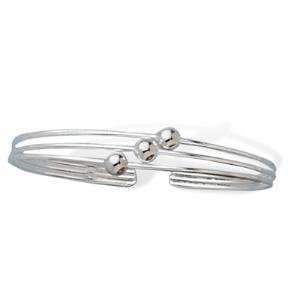 Wire Wrap Sterling Silver Bead Cuff Bracelet